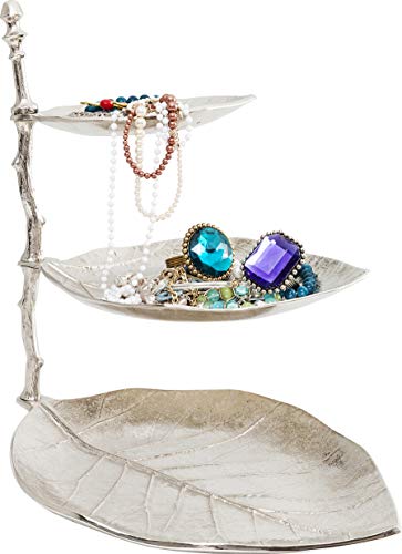 Kare Design Etragere Leaf, Silber, Schmuckablage mit 3 Etagen, Aluminium, Blattoptik, Schmuckaufbewahrung für Halsketten, Armbänder, Ringe, 46x32x45 cm (H/B/T) im Sale